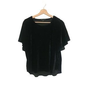 Shinestar Black Velvet Feel Short Sleeve Blouse Women's Size Large